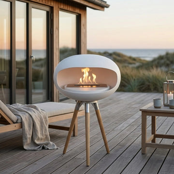 Biopejs på altan og overdækket terrasse ved dansk kyst