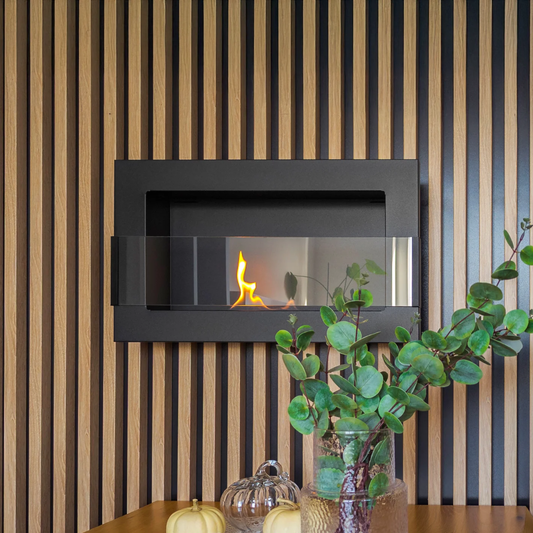 Væghængt biopejs 650x400 med glas i matsort