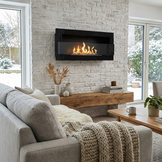 Biopejs til væg 900x400 med glas i sort glans