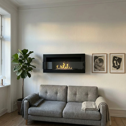 Biopejs til væg 900x400 med glas i mat sort