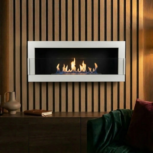 Biopejs til væg 900x400 med glas i hvid