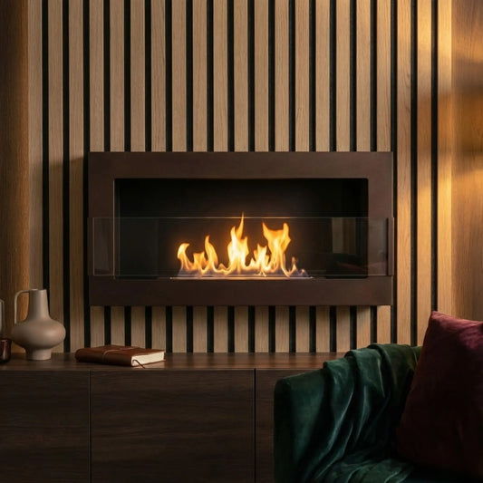 Biopejs til væg i brunt finish - 900x400