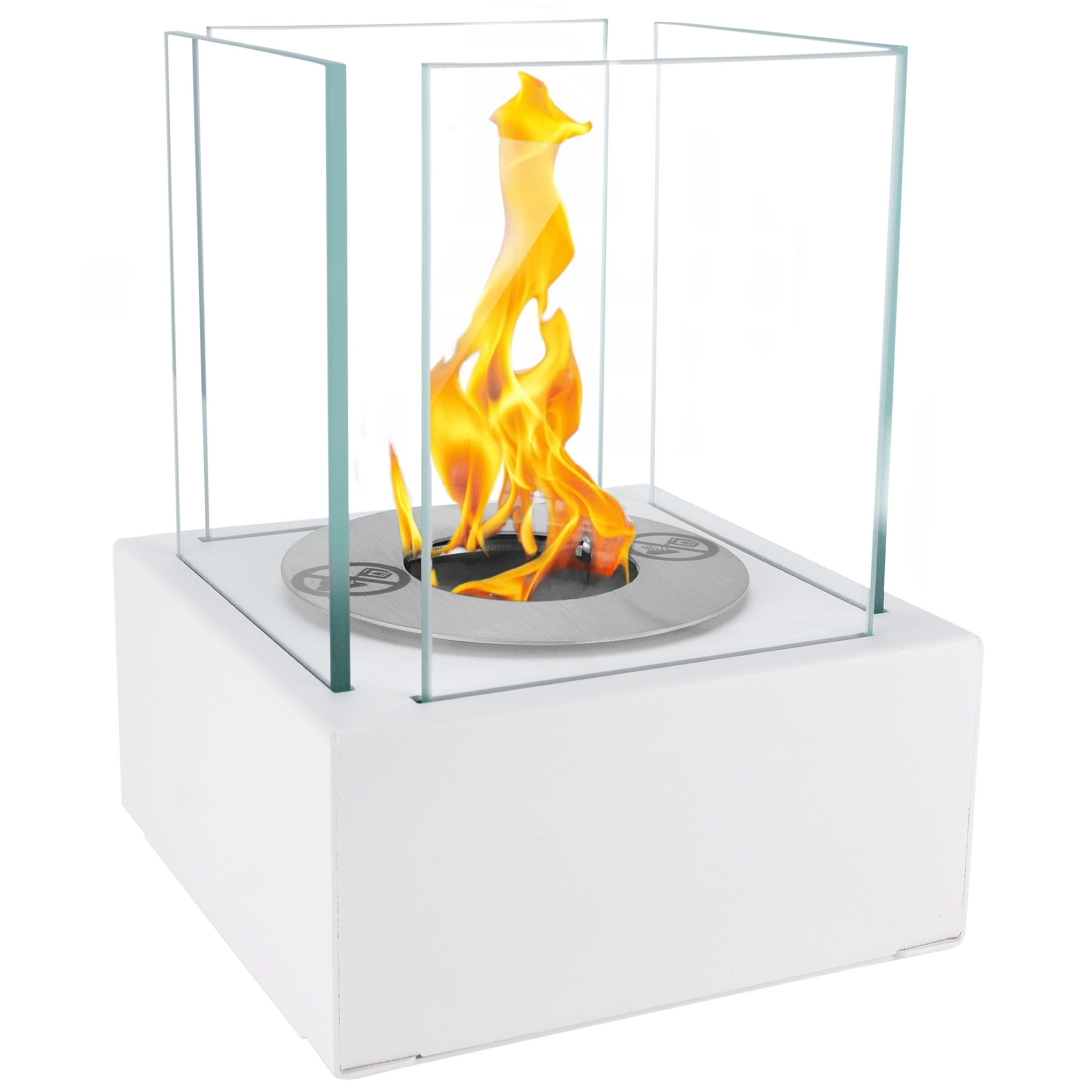 Smart bordbiopejs i hvid mat med fire glaspaneler
