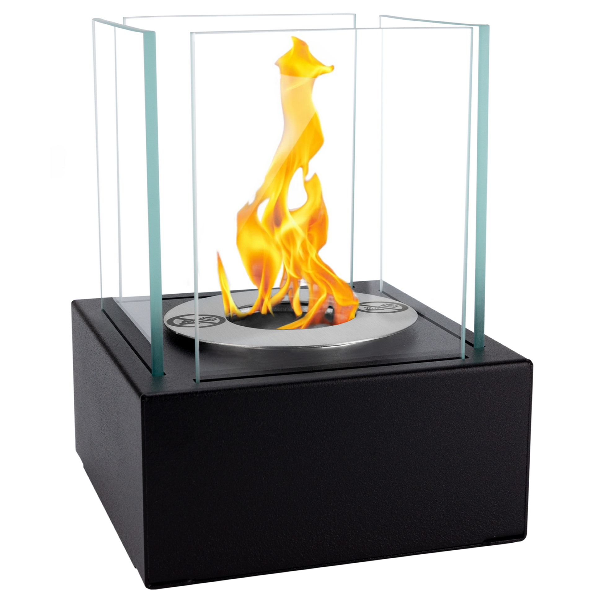 Smart bordbiopejs i sort mat med fire glaspaneler