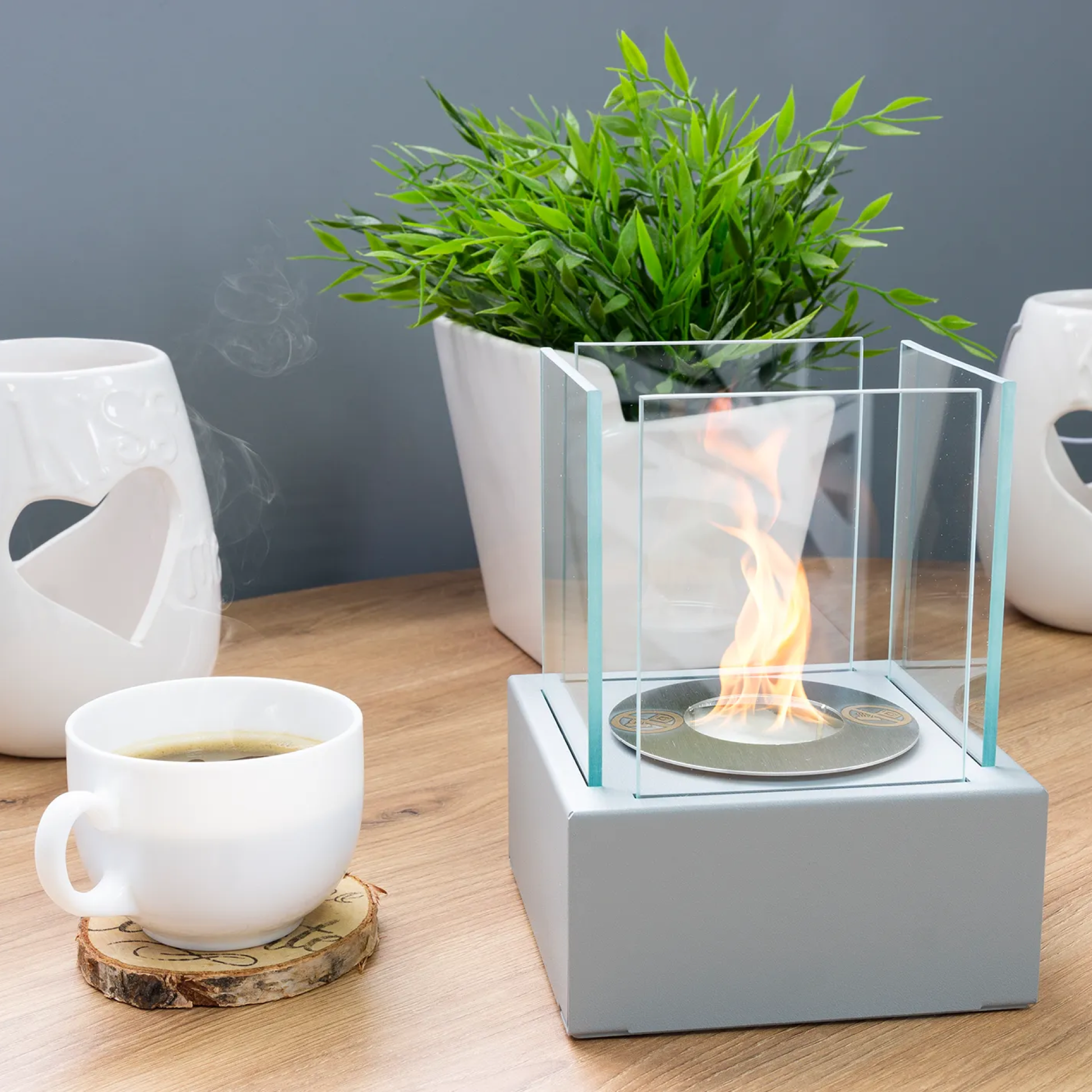 Smart bordbiopejs med glas – grå mat – detaljebillede