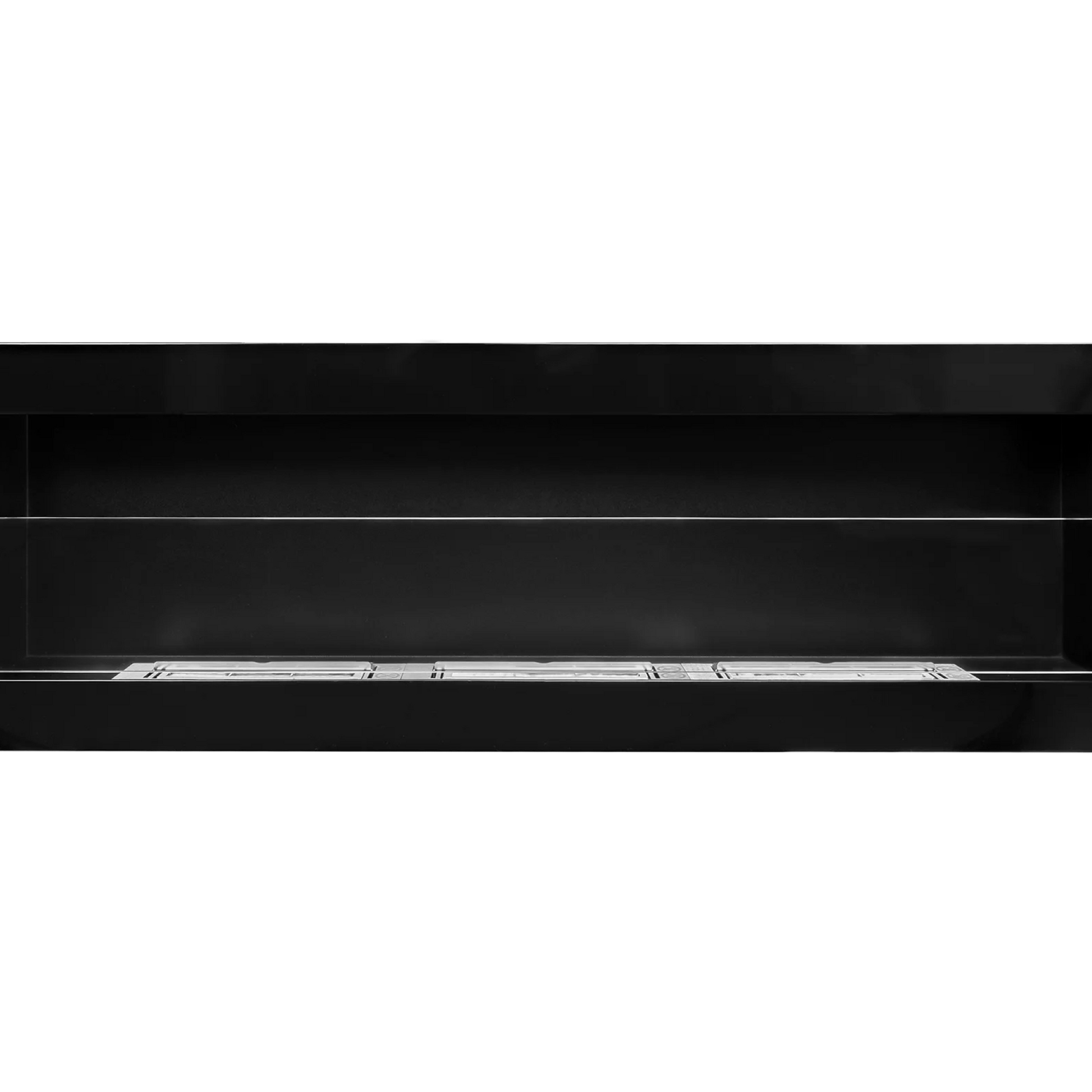 Nærbillede og produktdetalje af Væghængt biopejs 1200x400 med glas - sort højglans
