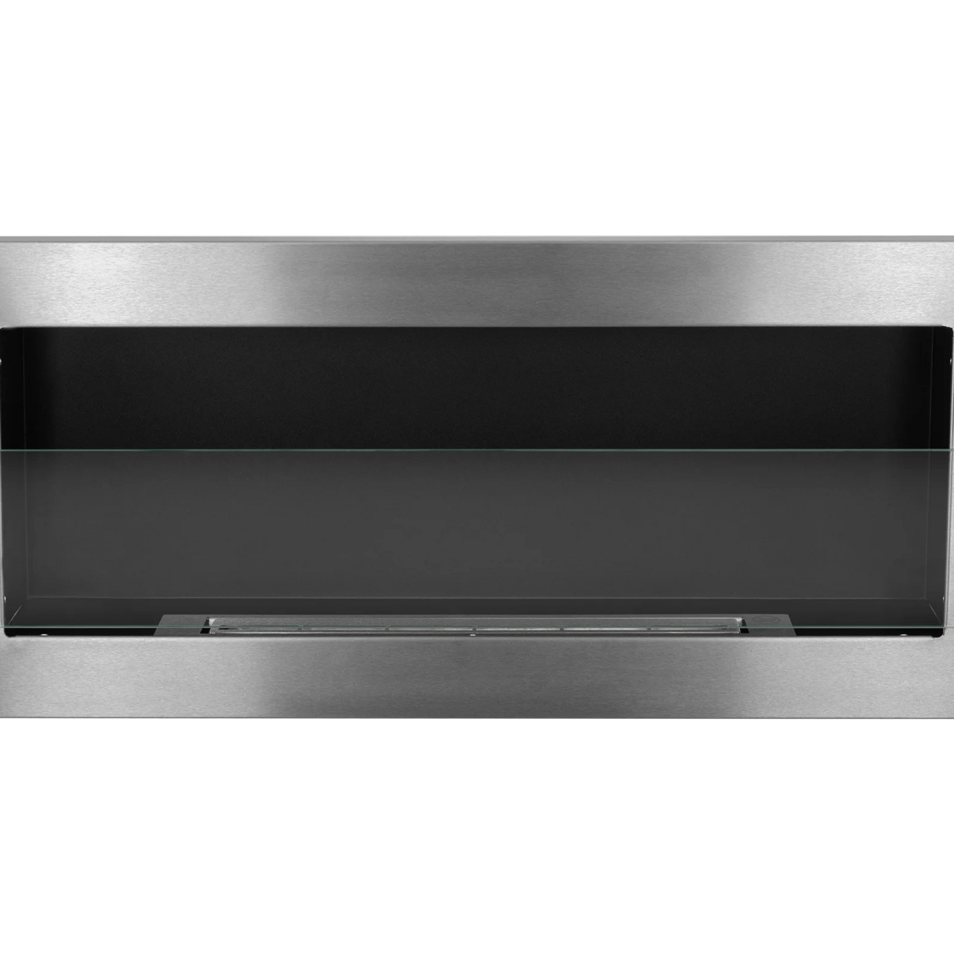 Væghængt biopejs 900x400 med glas - inox – detaljebillede