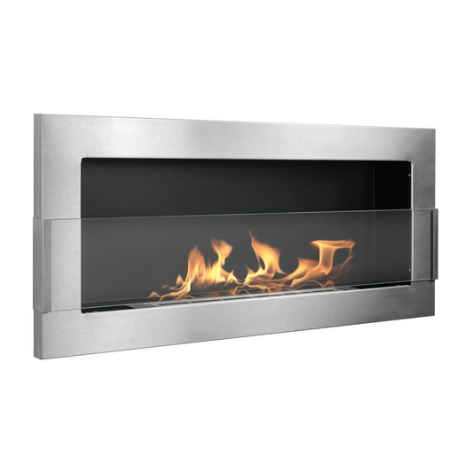 Væghængt biopejs 900x400 med glas - inox – produktfoto